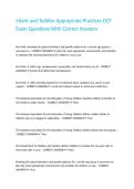 Infant and Toddler Appropriate Practices DCF Exam Questions With Correct Answers