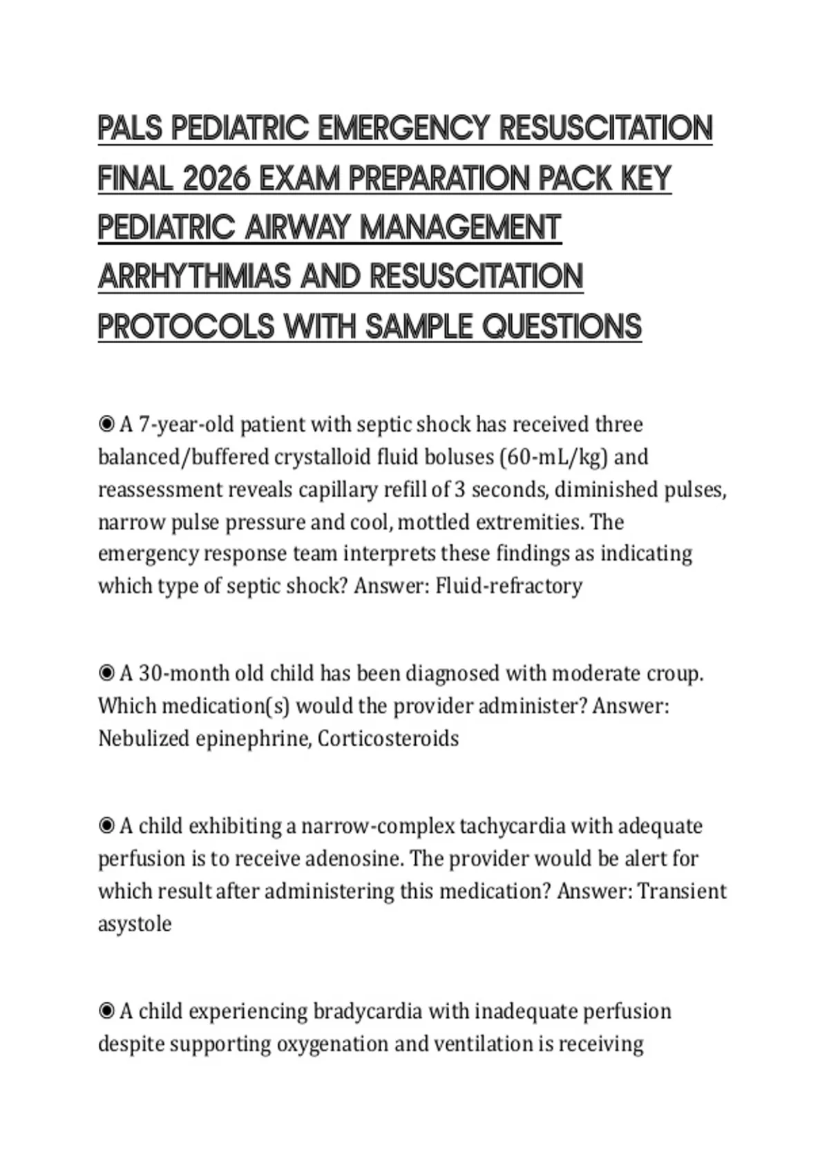 Ped Sam Pediatric Kit.pdf PALS PEDIATRIC EMERGENCY RESUSCITATION FINAL 2026 EXAM PREPARATION PACK ...
