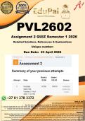 PVL2602 Assignment 2 QUIZ &lpar;COMPLETE ANSWERS&rpar; Semester 1 2026 - DUE 23 April 2026