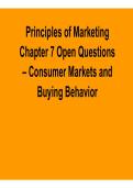 Principles of Marketing Chapter 7 Open Questions &ndash; Consumer Markets and Buying Behavior 2026&ndash;2027 Update Complete Study Guide & Answers by &lbrack;Author Name&rsqb;