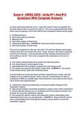 Exam 6 - NRSG 2200 - Units &num;11 And &num;12 Questions With Complete Answers