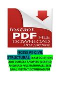 NCEES PE CIVIL STRUCTURAL EXAM QUESTIONS AND CORRECT ANSWERS &lpar;VERIFIED ANSWERS&rpar; PLUS RATIONALES 2026 Q&A &vert; INSTANT DOWNLOAD PDF&NewLine;