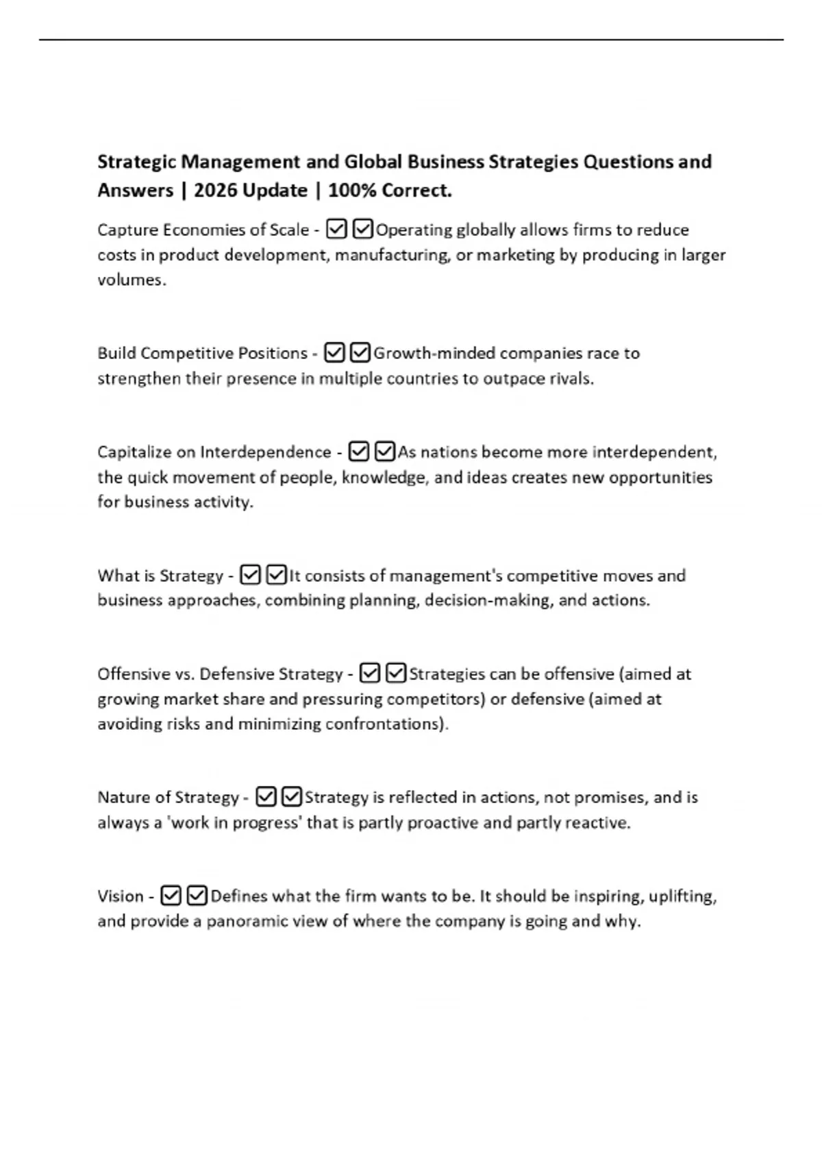 Questions About Strategy Strategic Management and Global Business Strategies Questions and ...