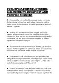 POOL OPERATORS STUDY GUIDE&NewLine;2026 COMPLETE QUESTIONS AND&NewLine;VERIFIED ANSWERS
