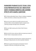 RASMUSSEN PHARMACOLOGY EXAM 2 2026&NewLine;EXAM PREPARATION PACK KEY MEDICATION&NewLine;SAFETY PHARMACOKINETICS AND ADVERSE&NewLine;EFFECTS WITH SAMPLE QUESTIONS