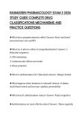 RASMUSSEN PHARMACOLOGY EXAM 2 2026&NewLine;STUDY GUIDE COMPLETE DRUG&NewLine;CLASSIFICATIONS MECHANISMS AND&NewLine;PRACTICE QUESTIONS&NewLine;