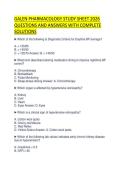 GALEN PHARMACOLOGY STUDY SHEET 2026&NewLine;QUESTIONS AND ANSWERS WITH COMPLETE&NewLine;SOLUTIONS