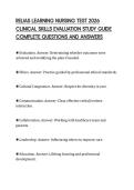 RELIAS LEARNING NURSING TEST 2026&NewLine;CLINICAL SKILLS EVALUATION STUDY GUIDE&NewLine;COMPLETE QUESTIONS AND ANSWERS&NewLine;