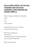 RELIAS LEARNING NURSING TEST 2026 FINAL&NewLine;ASSESSMENT PAPER HEALTHCARE&NewLine;COMPETENCY TESTED QUESTIONS AND&NewLine;ANSWERS VERIFIED A&plus;