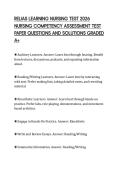 RELIAS LEARNING NURSING TEST 2026&NewLine;NURSING COMPETENCY ASSESSMENT TEST&NewLine;PAPER QUESTIONS AND SOLUTIONS GRADED&NewLine;A&plus;