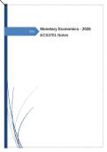 ECS3701 Exam Notes 2026 UNISA &vert; Monetary Economics Complete Study Guide &vert; Summaries&comma; Key Concepts & Exam Prep