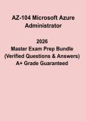 AZ-104 Microsoft Azure Administrator Exam 2026 Questions & Answers Full Prep
