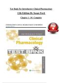 Test Bank for Introductory Clinical Pharmacology&comma; 12th Edition &ndash; Susan Ford &vert; Chapters 1&ndash;54 &vert; Complete & Verified