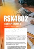 RSK4802 Assignment 1 Semester 1 ANSWERS 2026 - Due 20 May 2026