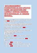 Testbank A&plus; Exam 2026 Latest Update for Data Management Foundations &vert; Practice Questions & Answers