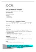 GCSE &lpar;9&ndash;1&rpar; Design and Technology&NewLine;J310&sol;01 Principles of Design and Technology&NewLine;