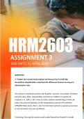 HRM2603 Assignment 3 MEMO 2026 &vert; Due 23 April 2026 - Distinction Guaranteed 
