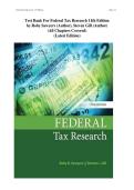 Test Bank For Federal Tax Research 11th Edition&NewLine;by Roby Sawyers &lpar;Author&rpar;&comma; Steven Gill &lpar;Author&rpar;&NewLine;&lpar;All Chapters Covered&rpar; &NewLine;&lpar;Latest Edition&rpar;&NewLine;&NewLine;