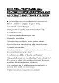 OHIO STNA TEST BANK 2026 &NewLine;COMPREHENSIVE QUESTIONS AND &NewLine;ACCURATE SOLUTIONS VERIFIED