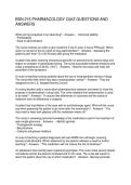 BSN 215 PHARMACOLOGY QUIZ QUESTIONS AND ANSWERS