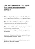 OPRE 3360 EXAMINATION STUDY SHEET &NewLine;2026 QUESTIONS WITH ANSWERS &NewLine;GRADED A&plus;