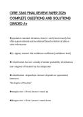 OPRE 3360 FINAL REVIEW PAPER 2026 &NewLine;COMPLETE QUESTIONS AND SOLUTIONS &NewLine;GRADED A&plus; 