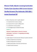 Missouri Public Adjuster Licensing Examination &NewLine;Practice Exam Questions With Correct Answers &NewLine;&lpar;Verified Answers&rpar; Plus Rationales 2026 Q&A &vert; &NewLine;Instant Download Pdf 