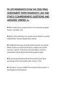 PA LIFE INSURANCE EXAM 160 2026 FINAL &NewLine;ASSESSMENT PAPER INSURANCE LAW AND &NewLine;ETHICS COMPREHENSIVE QUESTIONS AND &NewLine;ANSWERS VERIFIED A&plus;