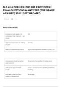 BLS AHA FOR HEALTHCARE PROVIDERS &vert; EXAM QUESTIONS & ANSWERS &lpar;TOP GRADE ASSURED&rpar; 2026 &vert; 2027 UPDATED&period;
