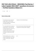 HSI YMCA BLS EXAM - 2023&sol;2024 Test Review &vert; Latest Update 2026 &vert;2027 &vert; questions & Answers &ndash; Verified Solutions &lpar;Rated A&plus;&rpar;