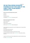 NR 566 FINAL&sol;NR566 ADVANCED PHARMACOLOGY FOR CARE OF THE FAMILY FINAL EXAM NEWEST 2026&sol;2027 Q&A