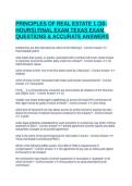 PRINCIPLES OF REAL ESTATE 1 &lpar;30-HOURS&rpar; FINAL EXAM TEXAS EXAM QUESTIONS & ACCURATE ANSWERS