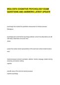 WGU D570 COGNITIVE PSYCHOLOGY EXAM QUESTIONS AND ANSWERS LATEST UPDATE