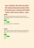 NSG3100 &sol; NSG 3100 Exams PACKAGE DEAL&vert; BUNDLE contains the latest  Fundamental Concepts & Skills for Nursing Practice I Exams 1&comma;2&comma;3&comma;4 with verified Answers for Galen - Everything you need to pass NSG3100 is here&excl;&excl;