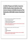 Certified Playground Safety Inspector &NewLine;&lpar;CPSI&rpar; Practice Exam Questions And &NewLine;Correct Answers &lpar;Verified Answers&rpar; Plus &NewLine;Rationales 2026 Q&A Instant Download &NewLine;Pdf
