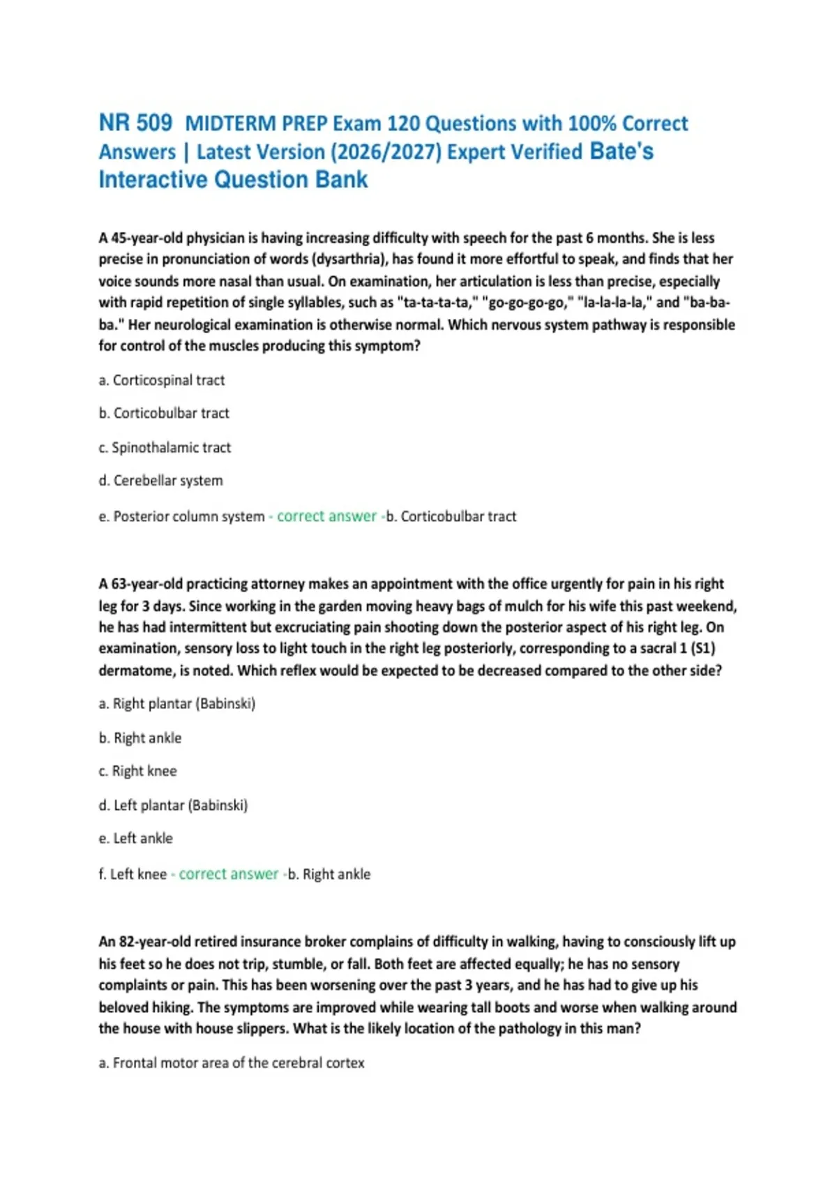 NR 509 MIDTERM PREP Exam 120 Questions with 100% Correct Answers ...