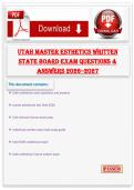 Utah Master Esthetics Written State Board Exam Questions & Answers 2026&ndash;2027