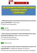 Certified Revenue Cycle Representative Exam Questions and Verified Answers 100&percnt; Guarantee Pass