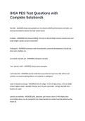 IHSA PES Test Questions with Complete Solutions