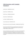 IHSA Questions with Complete Solutions