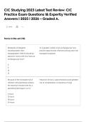 CIC Studying 2023 Latest Test Review&colon; CIC Practice Exam Questions &vert;& Expertly Verified Answers &vert; 2025 &vert; 2026 &ndash; Graded A&period;