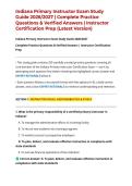 Indiana Primary Instructor Exam Study Guide 2026&sol;2027 &vert; Complete Practice Questions & Verified Answers &vert; Instructor Certification Prep &lpar;Latest Version&rpar;