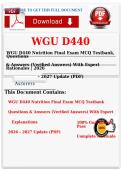 WGU D440 Health and Wellness Through Nutritional Science Final Exam&comma; MCQs&comma; test bank&comma; questions and answers with expert rationales