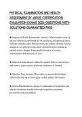 PHYSICAL EXAMINATION AND HEALTH &NewLine;ASSESSMENT BY JARVIS CERTIFICATION &NewLine;EVALUATION EXAMS 2026 QUESTIONS WITH &NewLine;SOLUTIONS GUARANTEED PASS 