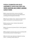 PHYSICAL EXAMINATION AND HEALTH &NewLine;ASSESSMENT BY JARVIS EXAM SCRIPT 2026 &NewLine;TESTED QUESTIONS AND CORRECT ANSWERS &NewLine;ALREADY PASSED 