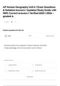 AP Human Geography Unit 6 &vert; Exam Questions & Detailed Answers &vert; Updated Study Guide with 100&percnt; Correct Answers &vert; Verified 2025 &vert; 2026 &ndash; graded A&period;