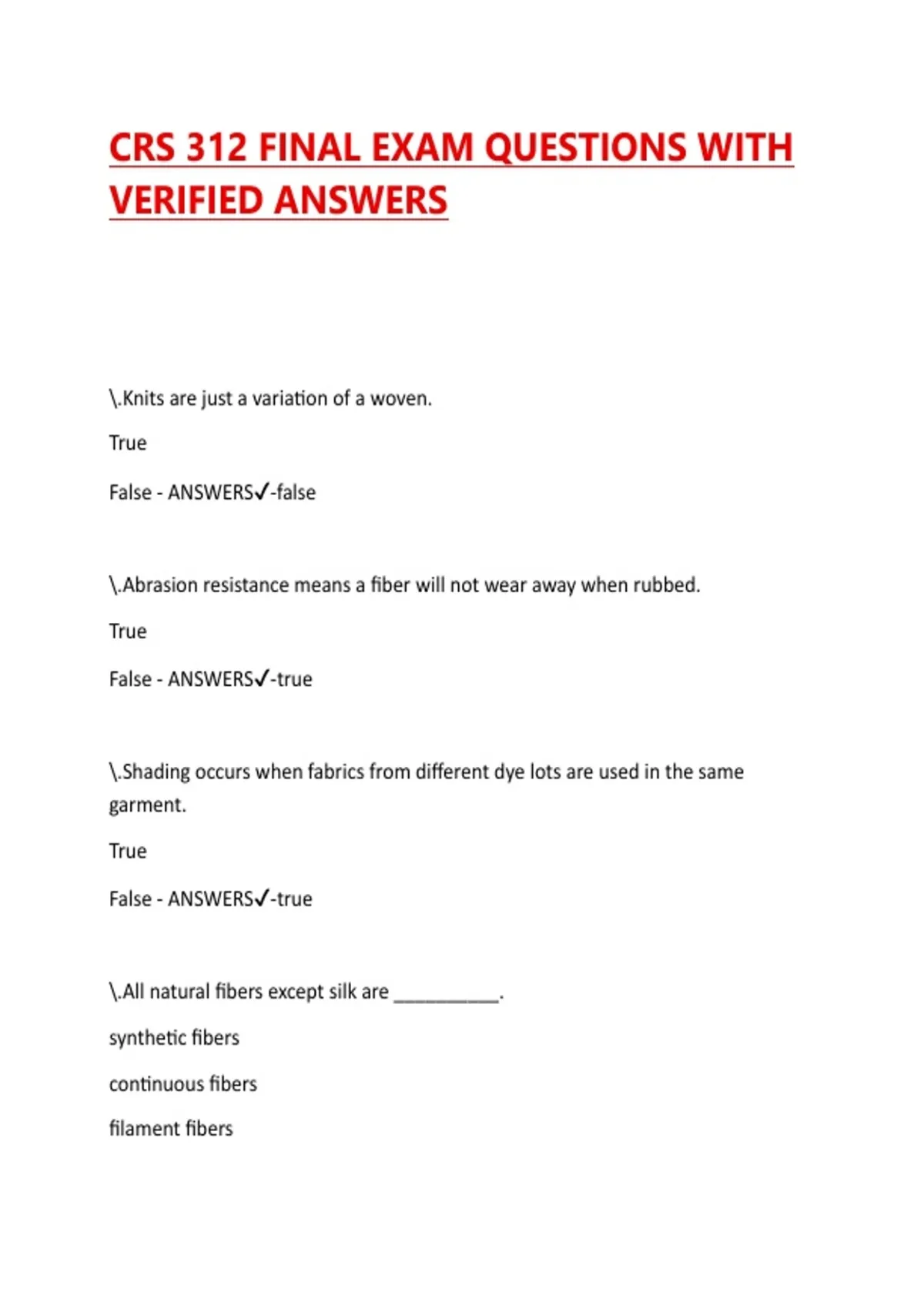 CRS 312 FINAL EXAM QUESTIONS WITH VERIFIED ANSWERS - CRS 312 - Stuvia US