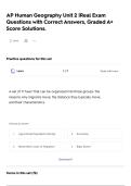 AP Human Geography Unit 2 &vert;Real Exam Questions with Correct Answers&comma; Graded A&plus; Score Solutions&period;