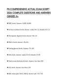 PN COMPREHENSIVE ACTUAL EXAM SCRIPT &NewLine;2026 COMPLETE QUESTIONS AND ANSWERS &NewLine;GRADED A&plus; 