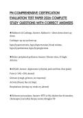 PN COMPREHENSIVE CERTIFICATION &NewLine;EVALUATION TEST PAPER 2026 COMPLETE &NewLine;STUDY QUESTIONS WITH CORRECT ANSWERS 